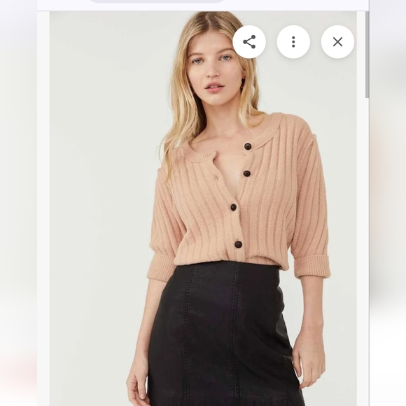 Free People Sloane Cardigan - Pink Ribbed Knit Design - Picture 2 of 12